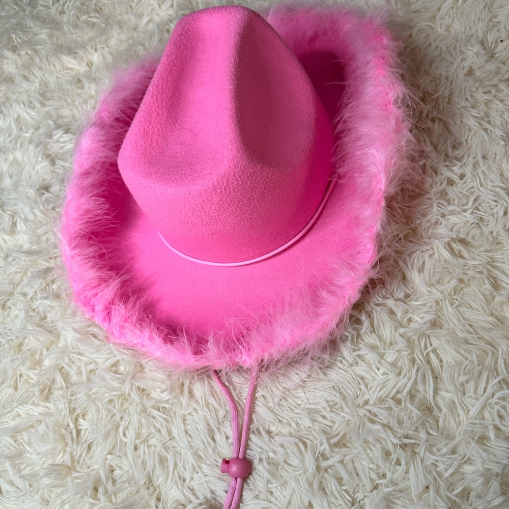 Pink Feather Trim Western Hat